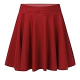 Doomiva Mädchen Einfarbig Sportrock Tennisrock Tennis Skort Rock mit Hose Laufrock A-Linie Skort Hosenrock Skaterrock Gr.128-176 A Rot 122-128