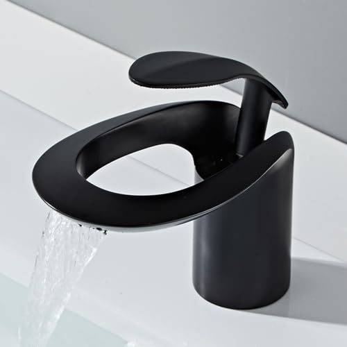 Robinets de lavabo cascade à poignée unique en laiton gris pistolet
