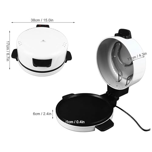 2000W Electric Pizza Oven, 30cm Arabic Bread Maker Machine, Homemade in 6 Min, 90 ° Opening, Non-Stick Heating Plate + Anti-scalding Handle, for Steak, Bread, Pizza,21 in