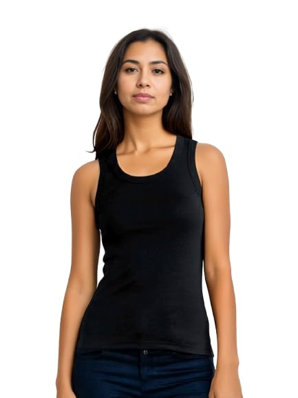 Aveline Women's Cotton Tank Top, Sleeveless Basic Scoop Neck, Black-picture-37