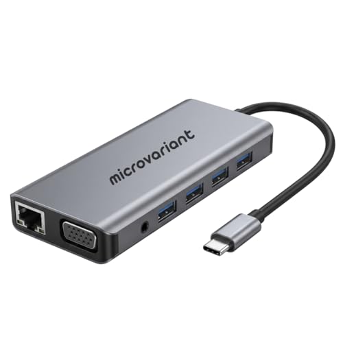 Image of Cport 12-in-1 TypeC Docking Station, Aluminum Type C Adapter with Dual 4K Hdmi, Vga, 1GBPS Ethernet (Rj45) Port, 4X USB 3.0, 100w USB-C PD, 3.5Mm Audio, Tf /Sd Card Reader for Mac /Pc /Laptop