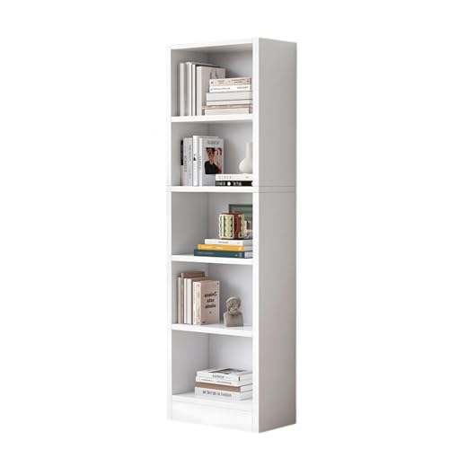 MESCXTY Librería Alta Abierta, estantería Decorativa Vertical de Madera, Organizador de Almacenamiento Grande de 5 Niveles para Biblioteca, Dormitorio, Sala de Estar, Oficina (Blanco)