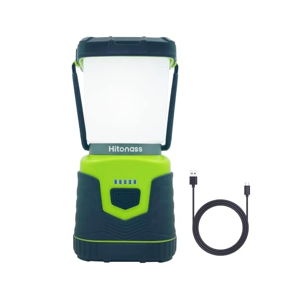 Campinglampe LED Wiederaufladbare Hitonass , 1000lm Superhell Suchscheinwerfer, Camping Licht mit 4 Helligkeiten Dimmbar, Notfallleuchte mit Bügel und Haken für Stromausfällen, Wandern, Notfall, usw.