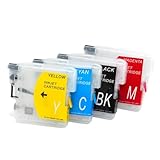 Le jeu de cartouches d'encre de recharge LC1100 4 couleurs de capacité comprend du noir, du cyan, du magenta et du jaune pour les besoins d'impression en couleur.