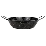 Enamel Kadai Wok Pan 26cm Enamel Non Stick Karahi Kadhai Kadai with Handles Flat Bottom Deep Frying Cooking Serving Dish Heavy Duty Indian Samosa Deep Paella Pan