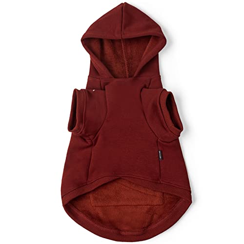 Koneseve Dog Hoodie Fleece Puppy Clothes Warm Sweater With Hat For Small Dogs Cat Hooded Shirt Kitten Pet Basic Hoodies Sweatshirt With Pocket Doggie Soft Winter Coat Apparel (Red; L) #TOP1