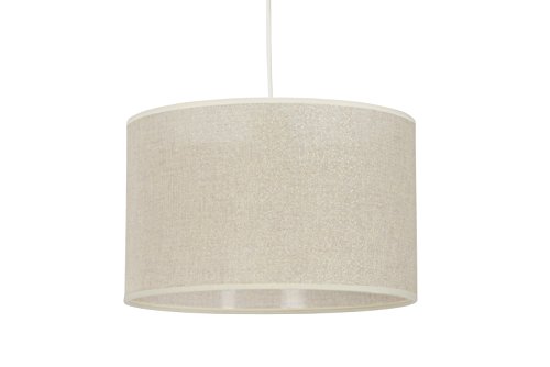 Pantalla de techo con cilindro superior para lámpara o de pie, textura de tela con purpurina plateada pegada sobre PVC transparente brillante Cover