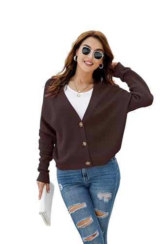 Image of TASAMO Womens Cardigan Sweaters 2026 Fall Cropped Lightweight Sweater