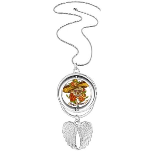 Collier Bijoux Mexique Jour des Morts avec Pendentif Sombrero Tournant