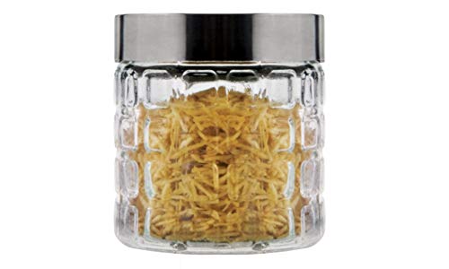 Conjunto de Potes de Vidro Quadrados com Tampa, 3 Peças, Incolor/Inox, Euro