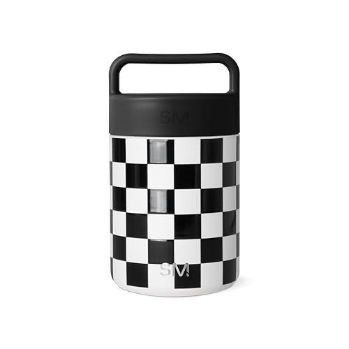 Image of Simple Modern Food Jar for Hot Food | Stainless Steel Vacuum Insulated Leak Proof Lunch Storage for Smoothie Bowl, Soup, Oatmeal | Provision Collection | 12oz | Black and White Checkmate
