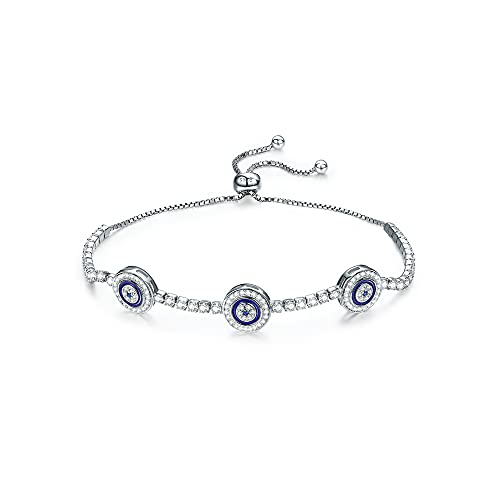 Ojo turco en circonitas en una pulsera de plata