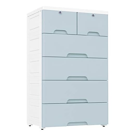 Nafenai Plastic Drawers Dresser,Storage Cabinet with 6 Drawers,Closet Drawers Tall Dresser Organizer for Clothes,Playroom,Bedroom Furniture,Blue-Grey