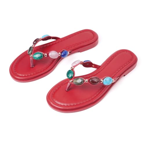 Image of DREAMSTORY Womens Beaded Flip Flops Beach Jeweled Thong Sandals