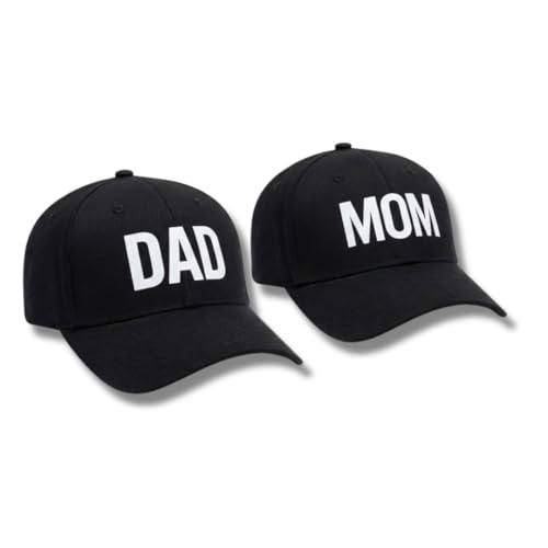 Image of ncgifts Mom Dad Cap Set for Photoshoot | Black Colour Matching Mom Dad Cap | Set of 2 Couple Caps for Photo Shoot & Gifting Free Size