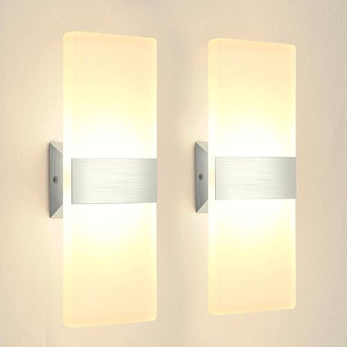 Lureshine Wandleuchte Innen 12W Acry LED Wandlampe Up Down Wandbeleuchtung...