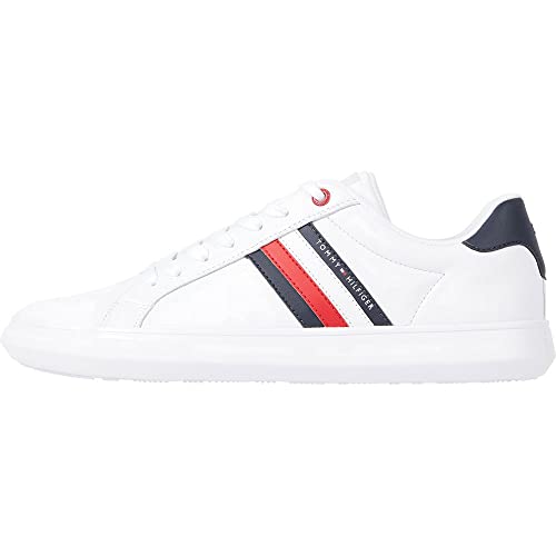 Tommy Hilfiger Suela de Cuero Esencial, Tenis Cupsole Hombre, White, Large
