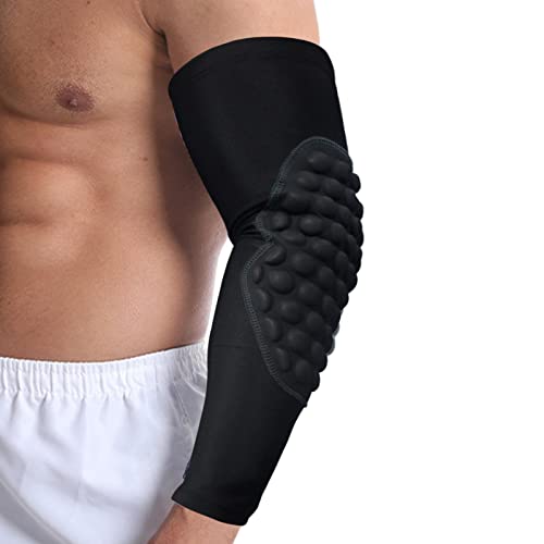Kasmole - Manga acolchada, brazo deportivo con protección, codera, brazo delantero y cuello para voleibol baloncesto, fútbol, balonmano, tenis golf, color negro, L