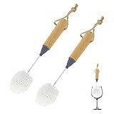 SINOLOFTY Wine Glass Cleaning Brushes 2 Pack Flute and Stemware Tipped Bottle Washing Soft Foam Non