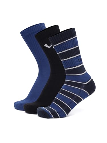 Image of Levi's Men's Cotton Stretch Crew Length Half Terry Ribbed Socks with Cushioned Sole (Pack of 3)