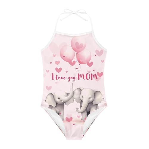 Image of Cute Backless One Piece Swimsuits for Girls Adjustable Halter Strap Bathing Suit Beach Swimwear for Girls