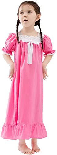 Nightgowns for Girls, Cotton Princess Pajama Dresses, Soft Vintage Sleepwears (Toddler,Kids)