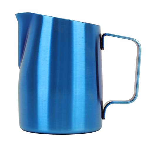 ANKROYU Milk Frother Steamer Cup Professional Blue Stainless Steel Milk Pitcher for Latte Art Coffee Making Durable Food Grade 304 Material (450 ml)