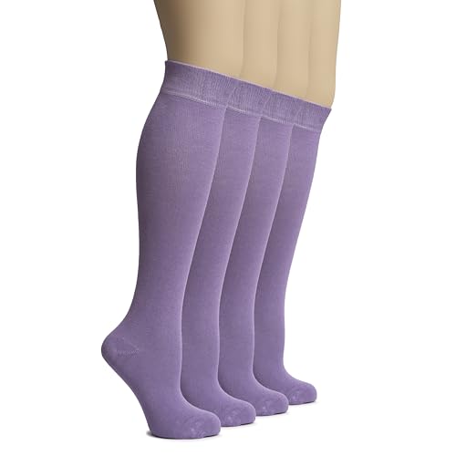 Hugh Ugoli Women's Bamboo Knee High Socks | Comfort Seam Long Dress Socks, Soft & Lightweight | Shoe Size 5-8/8-11, 4 Pairs