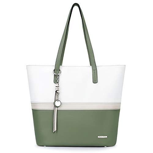Soft Faux Leather Tote for Women, Satchel Bag Fashion Shoulder Tote Handbags with Large Zipper Compartment, Avocado Green