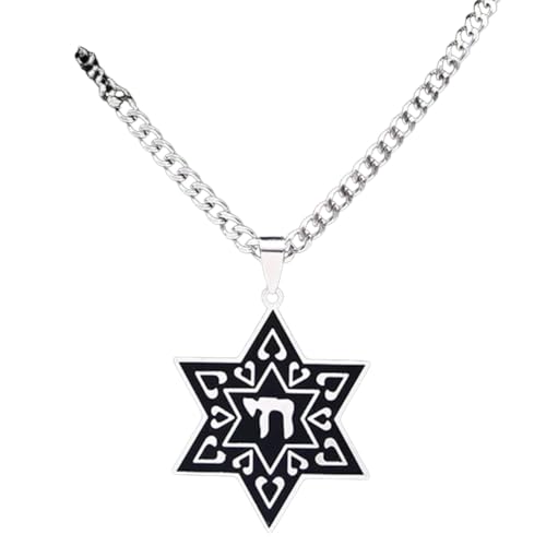 Bijoux hébreux Israël et collier hexagramme juif pendentif Chai acier