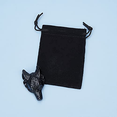 Pendentifs en pierre d'obsidienne loup percés pour colliers faciles - 8