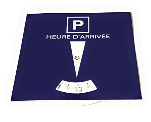 Maelsa® Disque de stationnement Zone Bleue Horodateur Parking Voiture Accessoires Auto Moto Europe France 15 x 15cm Heure d'Arrivée Graduation en Heures, Demi-Heures et tranches de 10 Minutes