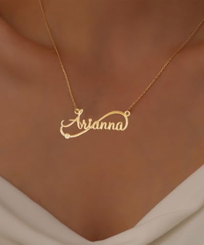 1/28 Carat Diamond Custom Name Necklace Personalized 18K Gold Plated 925 Sterling Silver Nameplate Pendant Customized Jewelry for Women4