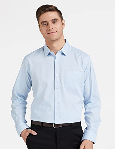 Image of Men's Solid Cotton Blend Formal Shirt with Pocket | Plain Design with Spread Collar & Full Sleeves - Regular Fit (Pack of 2)