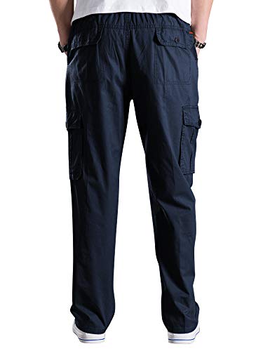 Lanesra Men's Boys Full Elastic Waist Casual Cargo Pants Relaxed Fit Lightweight Pull On Workwear Pant3