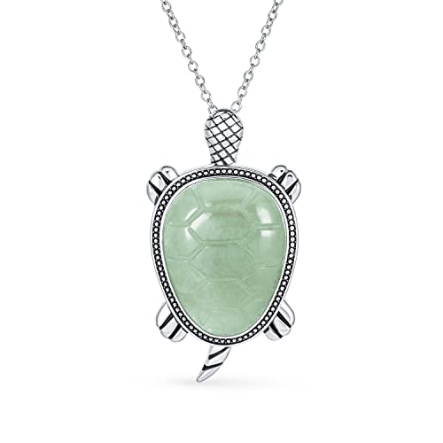 Collier Pendentif Tortue De Mer Femme Argent Opale Verte Octobre
