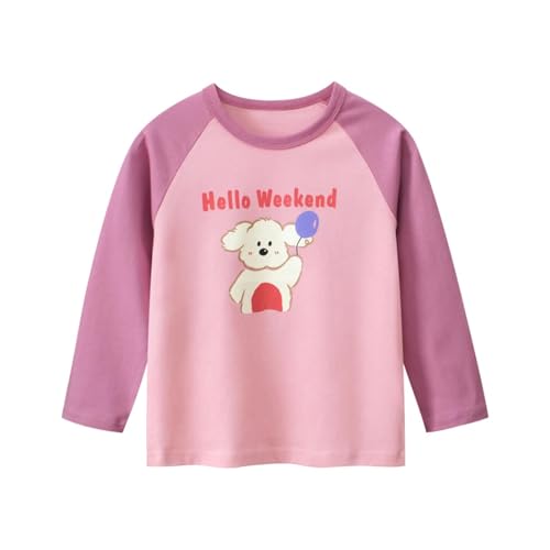 Newborn Baby Girls Crewneck Blouses Long Sleeve Tee Tops T Shirts Cotton Graphic Print Shirt for Little Girls (Pink,130/5-6 Y,Unisex,Big Kid,US,Age,5 Years,6 Years)
