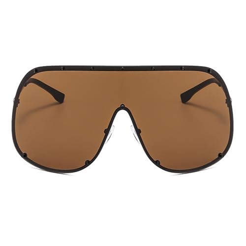bullabulling Oversized Ladies Sunglasses Fashion Vintage Goggles Eyewear for Men Big Frame Rivet Sun Glasses UV4002