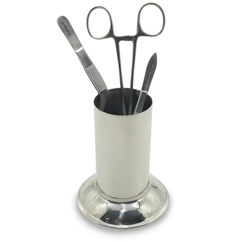 MuskalMed Forceps Jar Size 5X2 Inch Holloware Surgical Supplies Stainless Steel Forceps Tweezers Holder Instruments for Use Clinic, Hospital, Operation Room, Doctor\'s Office