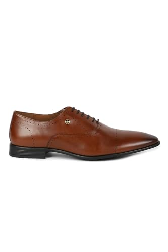 Image of Louis Philippe Men Premium Leather Breathable Lining Material Anti Slip with Heel TPR Sole Formal Derby Shoes