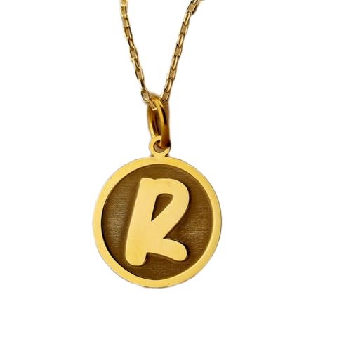 Collier initiale lettre R anti-noircissement en argent 925 avec chaîne solide 45 cm