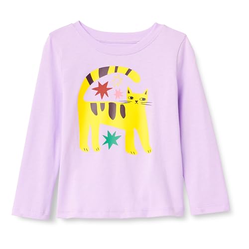 Amazon Essentials Camisetas Manga Larga Niña, Lila Gato, 6-7 años