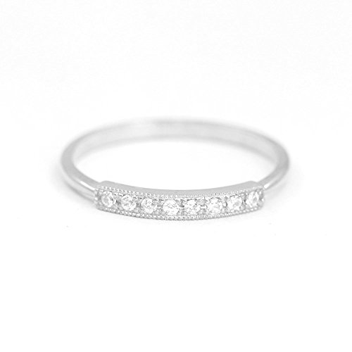 Diamond Wedding Band, Dainty Stacking Ring, Wedding Ring, Women's Diamond Band, Minimalist Ring in 14k White gold, Rose gold, or Yellow gold