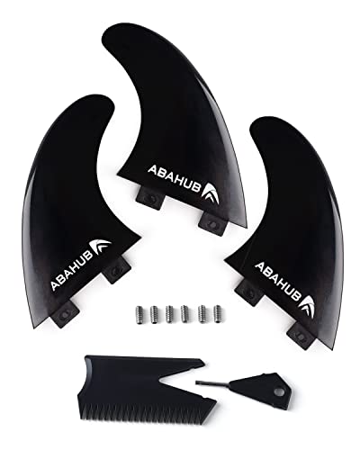 Abahub Surfboard Thruster Fins Set, Compatible with FCS Style Fin Box, Fiberglass Reinforced G5 Surf...