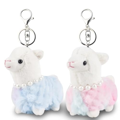 Anboor 2Pack Peluches pequeños de alpaca con llavero Peluche de oveja Kawaii Regalos para el aula de kindergarten (Azul y Rosa) Anboor 2Pack Peluches pequeños de alpaca con llavero Peluche de oveja Kawaii Regalos para el aula de kindergarten (Azul y Rosa)