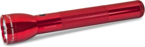MagLite ML300L 3-Cell D Flashlight – High Lumens LED Flashlight with Adjustable Focus for Precise Beam, High & Low Modes, Long Battery Life, Water-Resistant for Emergency, Outdoor, and Camping – Red