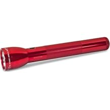 MagLite ML300L 3-Cell D Flashlight High Lumens LED Flashlight with Adjustable Focus for Precise Beam, High & Low Modes, Long Battery Life, Water-Resistant for Emergency, Outdoor, and Camping Red
