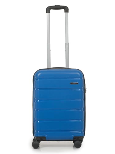 Image of Teakwood Leathers Unisex Trolley Bag, Hard Cabin with Zipper Closure, Adjustable Push Button & Cross Side Strap, Lock System 360 Degree (S, Royal Blue)