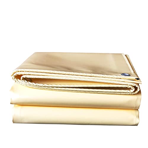 Lona impermeable resistente de 500 g/m² de PVC beige, cubierta de lona para muebles de exterior, heno, troncos, remolque, techo, con ojales de metal (1,5 x 6 m)