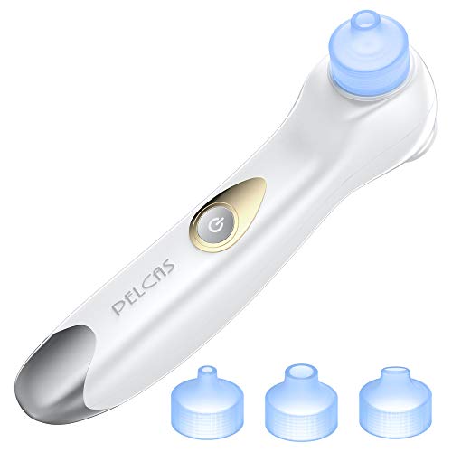 PELCAS Blackhead Remover Vacuum Strong Suction Rechargeable Electric Pore Cleanser Acne Pimple Extractor Sucker Tool with 4 Replaceable Suction Heads for Women Men,(White)